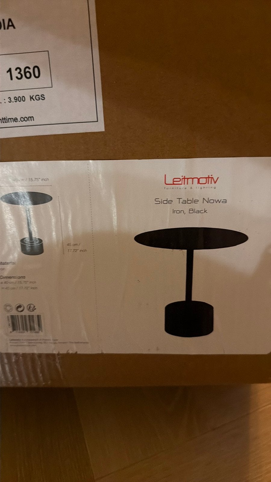 Bijzettafel Leitmotiv - nieuw! Zwart, 45 tot 60 cm, Minder dan 55 cm, Rond, Nieuw
