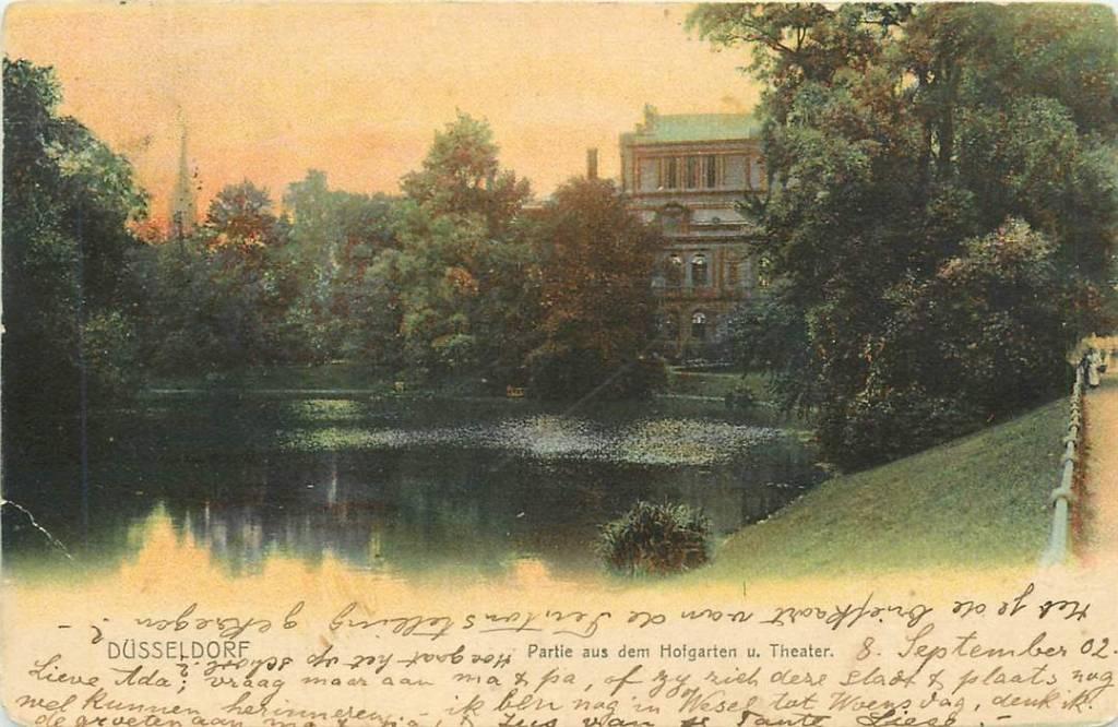 381-412-011 Dusseldorf Partie aus dem Hofgarten u. Theater, Verzenden, Voor 1920, Duitsland