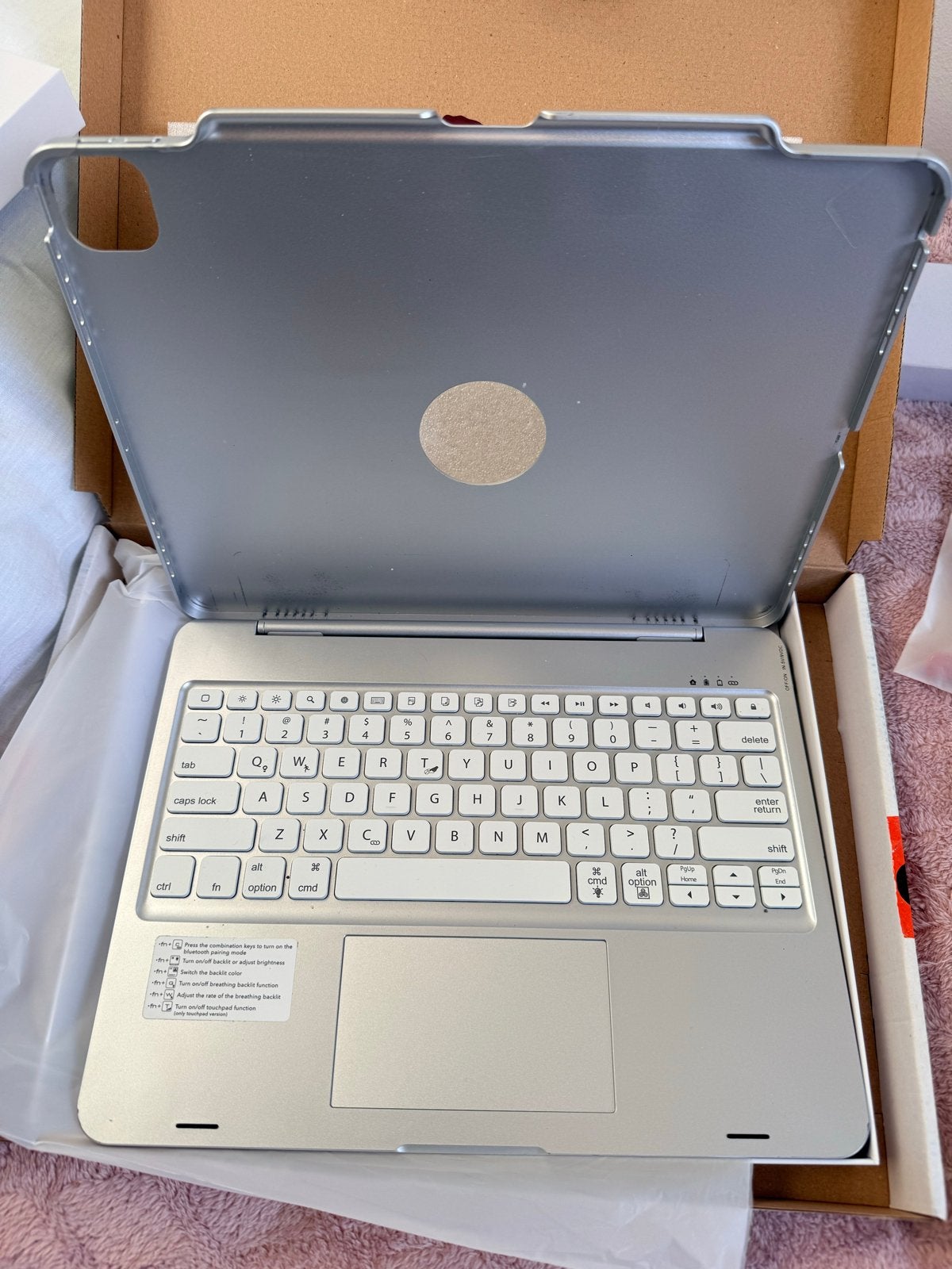 Zilverkleurige Wireless Keyboard Case voor iPad Pro 12,9 inc, Ophalen of Verzenden, Apple iPad Pro, Zilver, Gebruikt