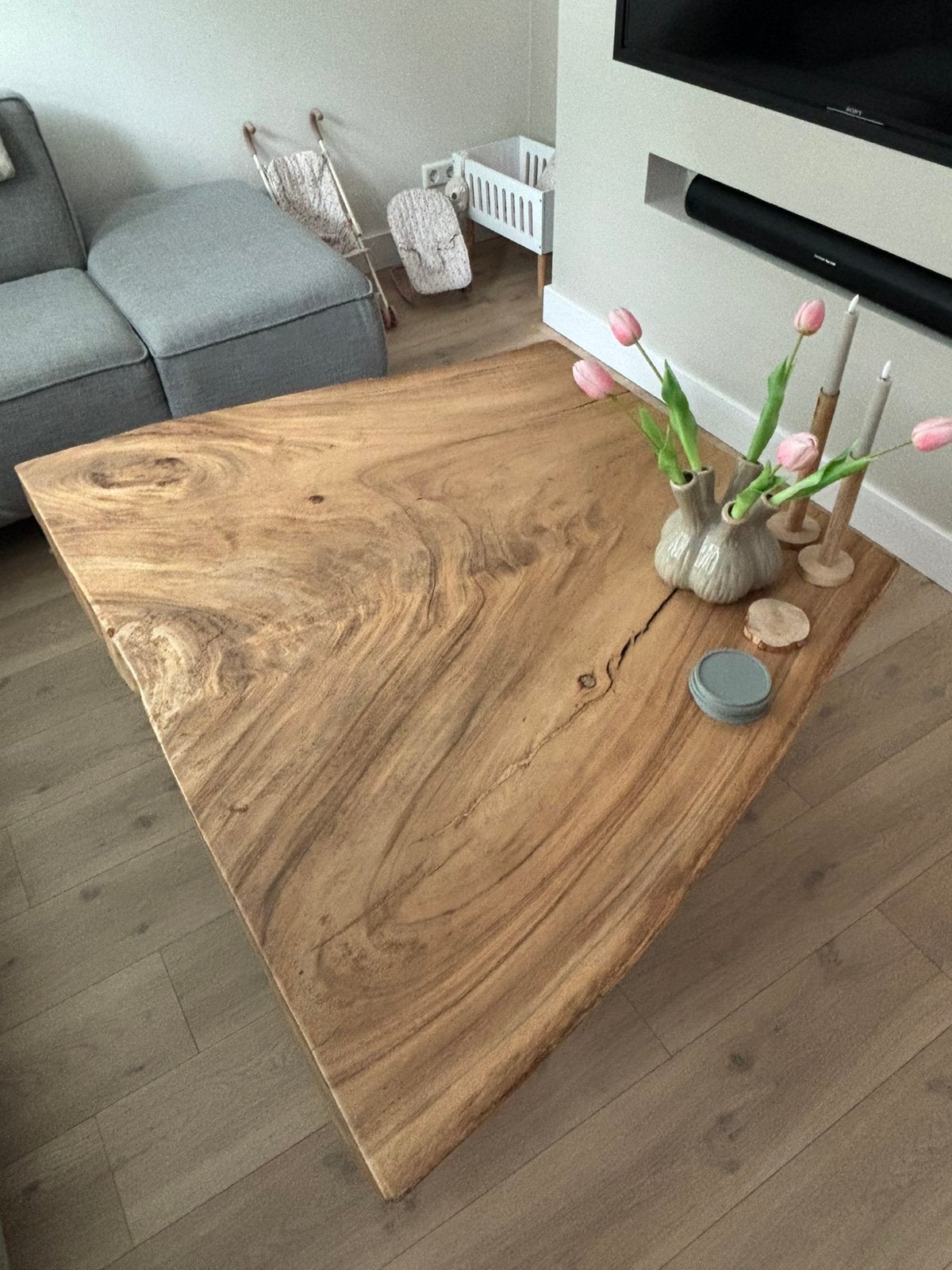 Salontafel Massief Teak, Ophalen, 100 tot 150 cm, Teakhout, 50 tot 100 cm