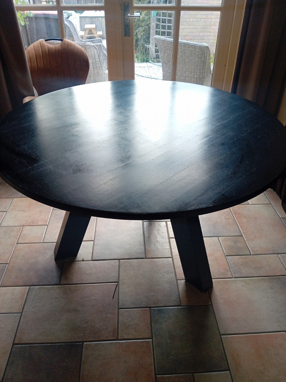 Massief houten eettafel - Rond - Diameter 140cm, Ophalen