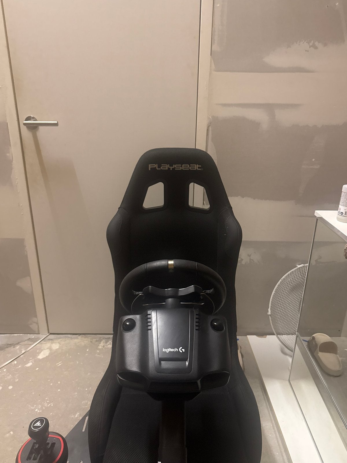 Playseat met Logitech G920 racestuur en Thrustmaster shifter, Ophalen, Racestoel, Xbox, Force feedback