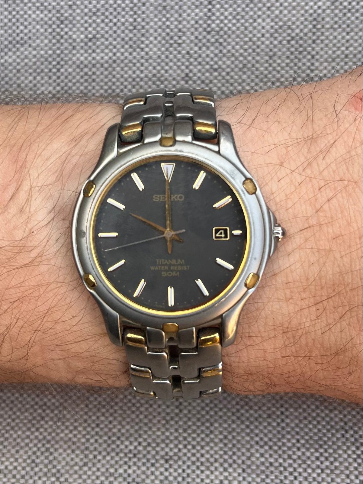 Seiko Titanium Two-Tone Quartz Herenhorloge - 7N42-0D60, Sieraden, Tassen en Uiterlijk, Horloges | Heren, Ophalen of Verzenden