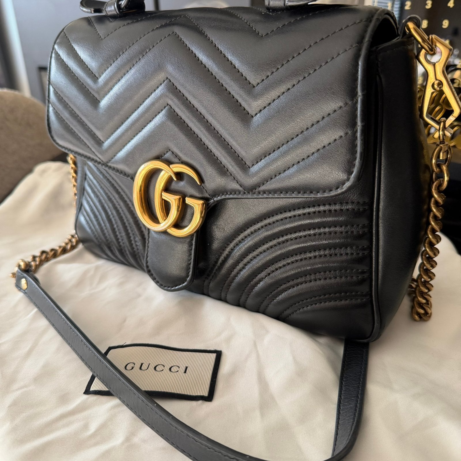 Gucci Marmont Flap handtas met dustbag, Sieraden, Tassen en Uiterlijk, Tassen | Damestassen, Ophalen, Zo goed als nieuw, Zwart