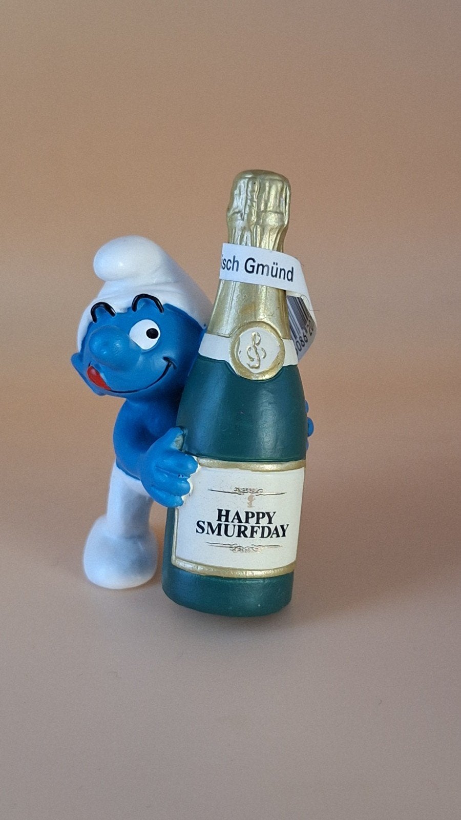 Smurf met champagnefles - Uniek verzamelaarsitem, Ophalen, Zo goed als nieuw, Overige Smurfen, Poppetje, Figuurtje of Knuffel