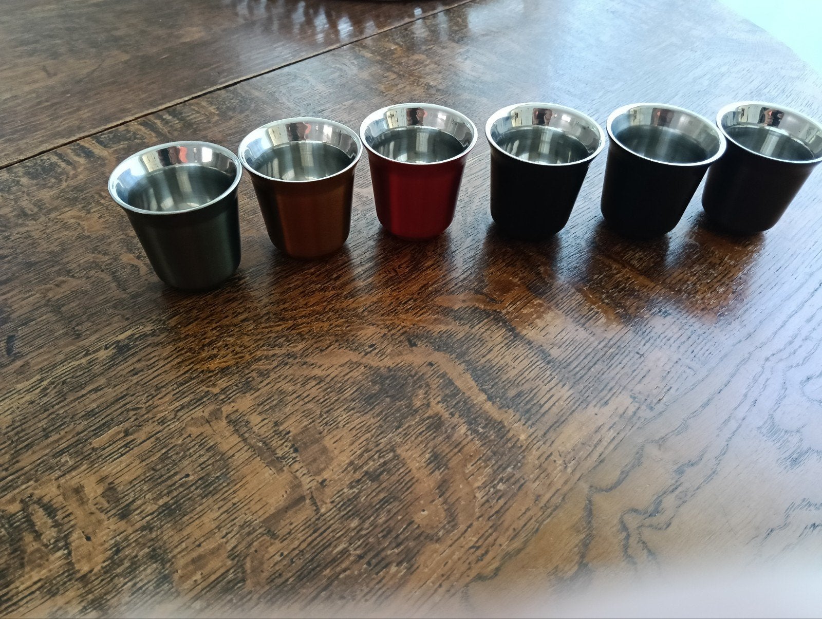 Nespresso PIXIE Espressokopjes RVS (80 ml) - Set van 6, Ophalen of Verzenden, Zo goed als nieuw, Metaal