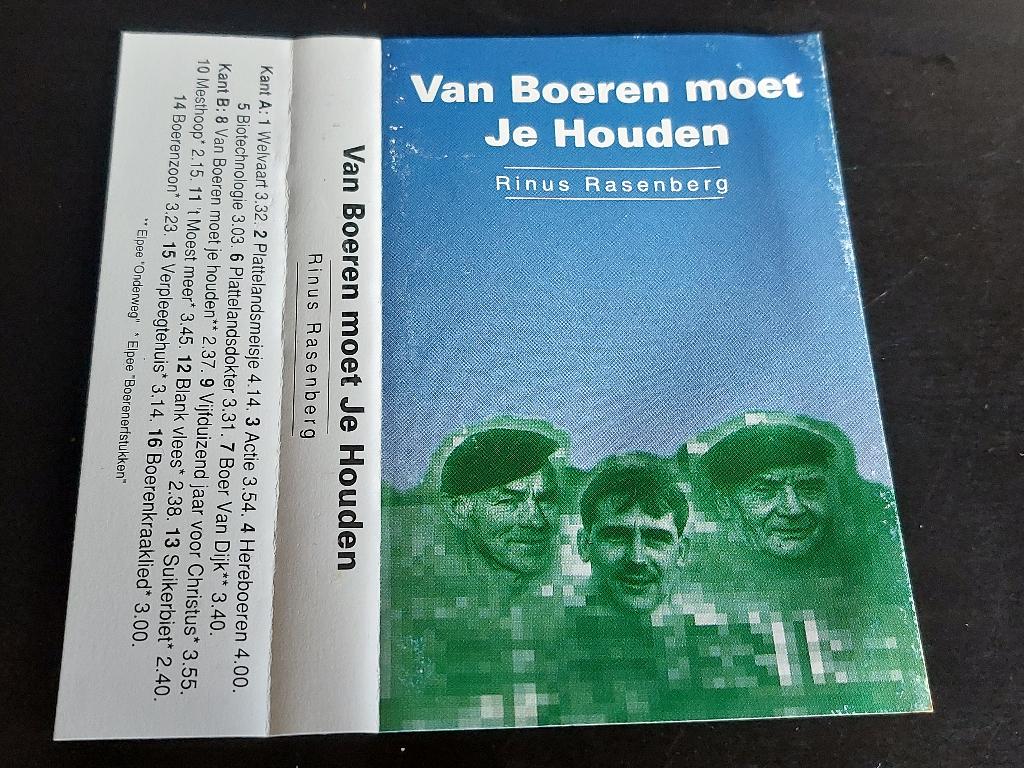 RINUS RASENBERG - VAN BOEREN MOET JE HOUDEN (MC), Cd's en Dvd's, 1 bandje, Ophalen of Verzenden, Zo goed als nieuw, Origineel
