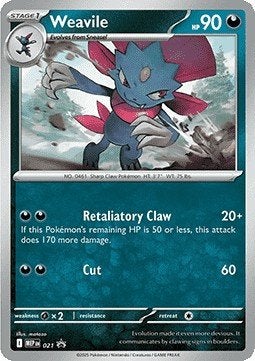 Weavile MEP 021 - Black Star Promo - NM, Ophalen of Verzenden, Zo goed als nieuw, Losse kaart