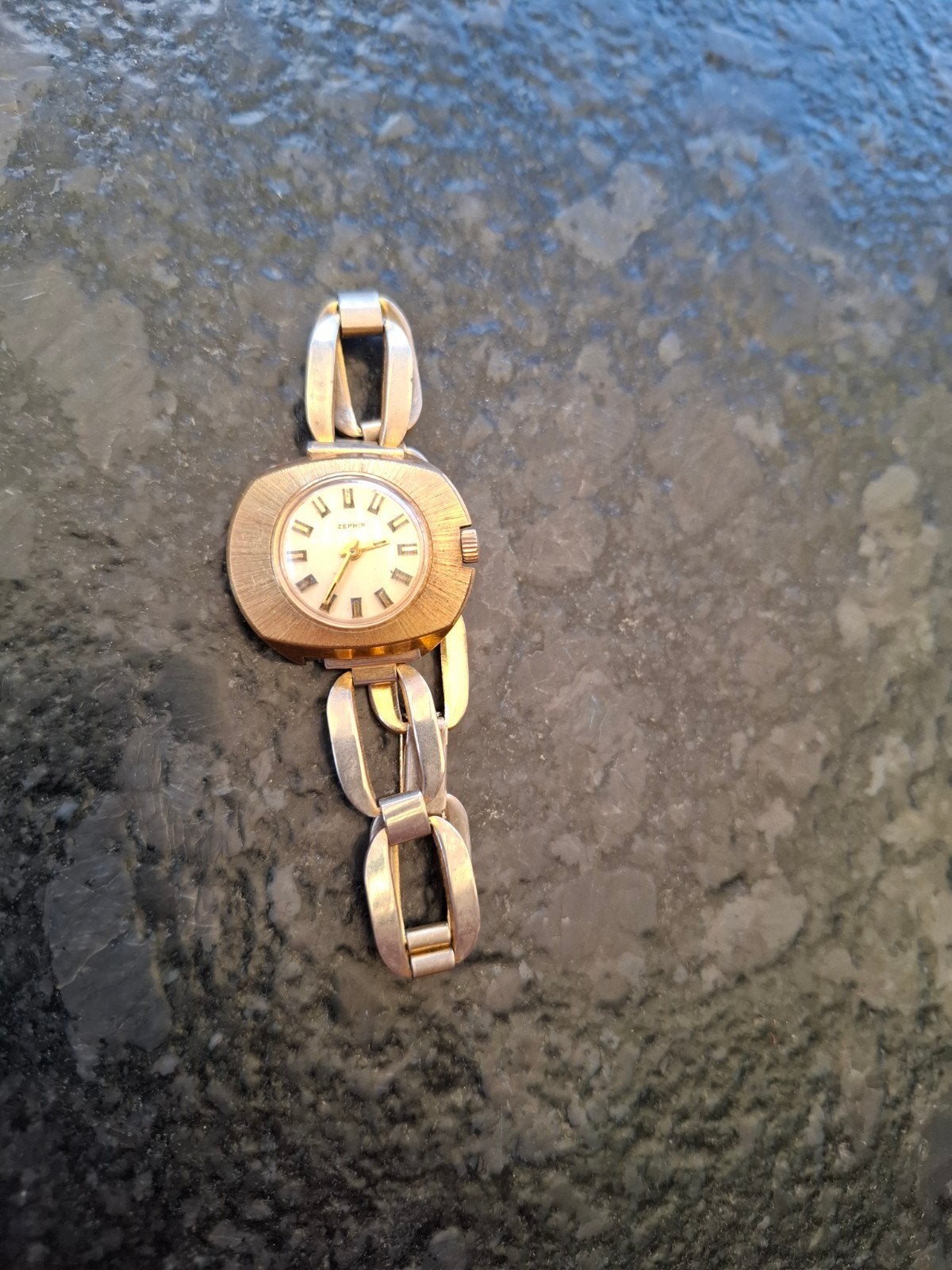 Vintage Zephir dames polshorloge, verguld, Overige merken, Overige materialen, Polshorloge, Met bandje