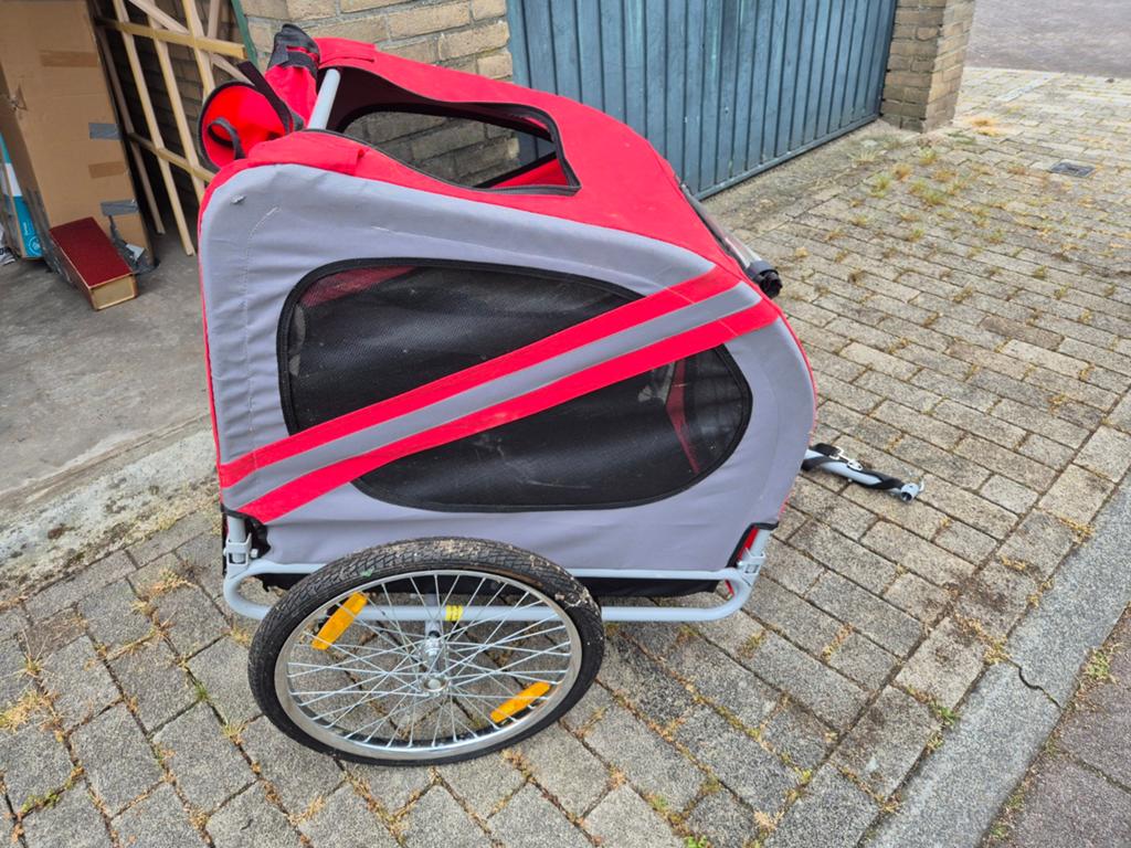 Hondenfietskar - Rood/Grijs - Gebruikt, Ophalen of Verzenden, Gebruikt, Hondenkar, Opvouwbaar