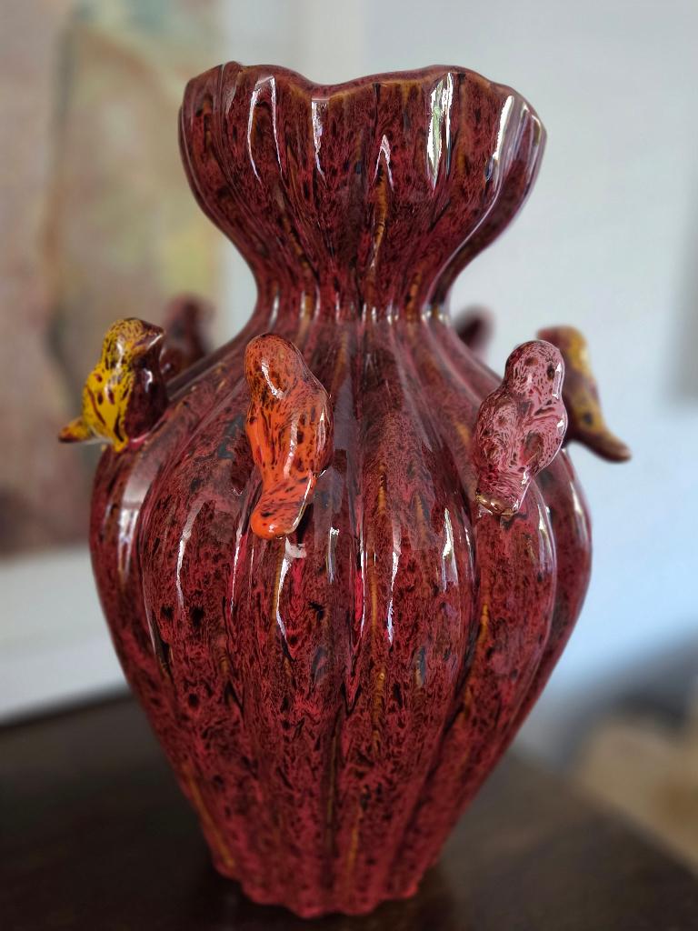 Nieuw, COLMORE, vaas LENNY, keramiek, Ø23x30cm, antiek rood., Colmore, Aardewerk of Porselein, Ophalen of Verzenden, Info@colmore.nl