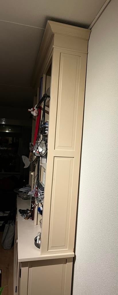 2- delige houten creme kast 2.55 hoog, 1.95 breed, 0.42 smal, Huis en Inrichting, Kasten | Kledingkasten, 200 cm of meer, 150 tot 200 cm