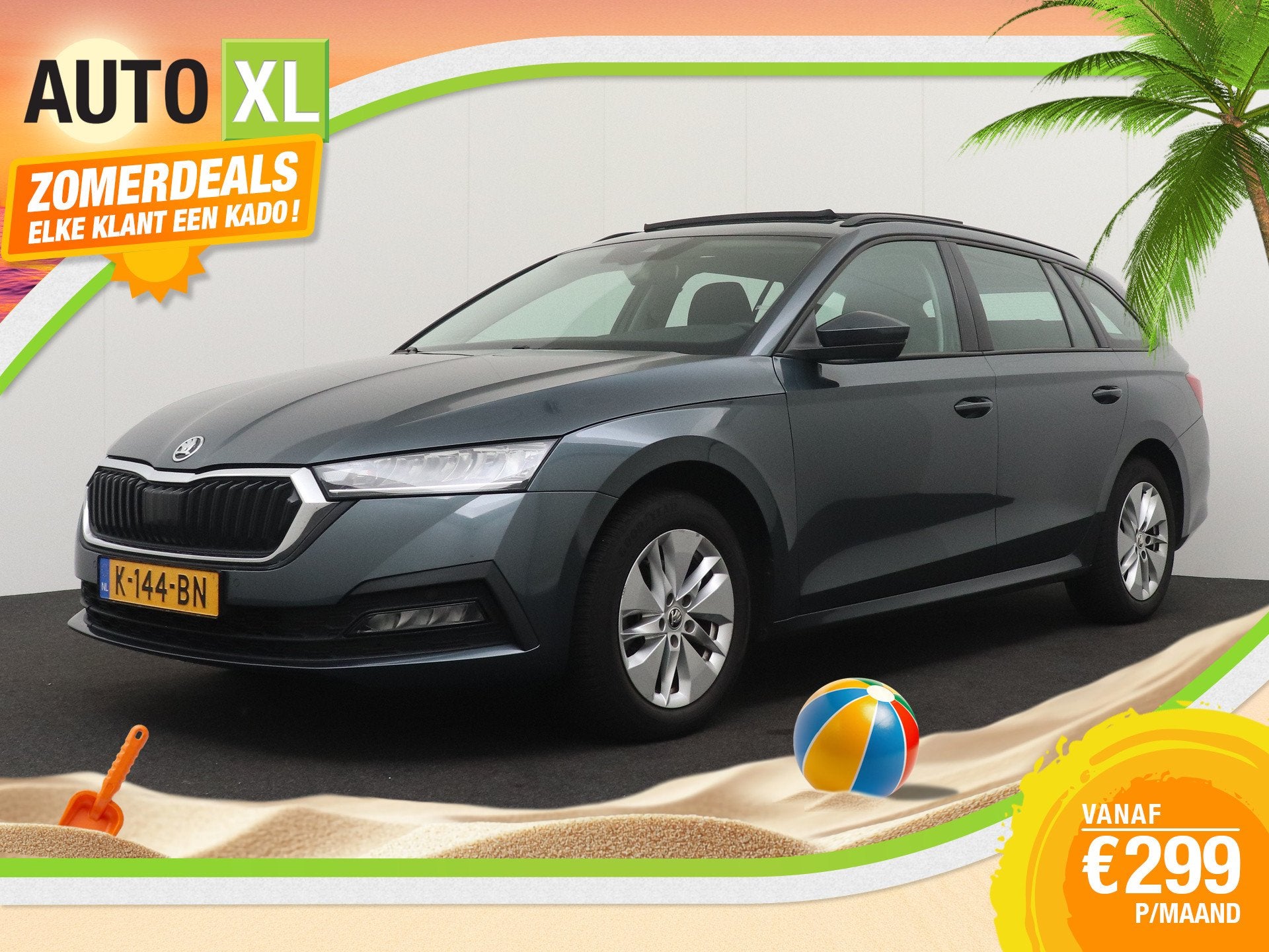 Skoda Octavia Combi 111 PK TSI Business+ Pano-dak Climate El, Auto's, Stof, Origineel Nederlands, 3 cilinders, Zilver of Grijs