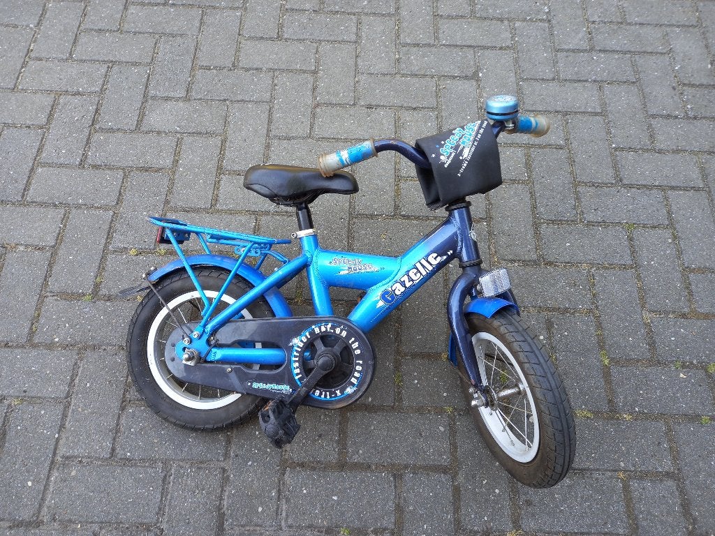 Gazelle kinderfiets blauw - 12,5 inch met zijwieltjes, Ophalen, Terugtraprem, Zijwieltjes, Gebruikt