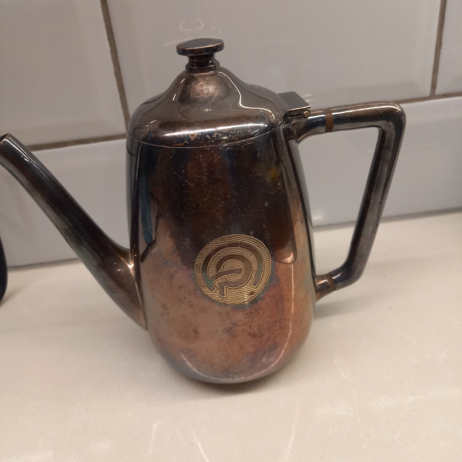 Art Deco koffiekan – H.N. Mills Brussel – verzilverd ca 1930, Antiek en Kunst, Verzenden