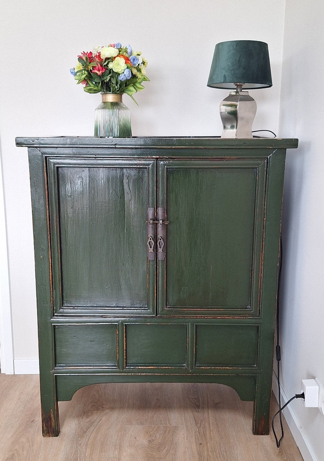 Antiek Chinees Kastje - Groen Hout, Antiek en Kunst, Ophalen