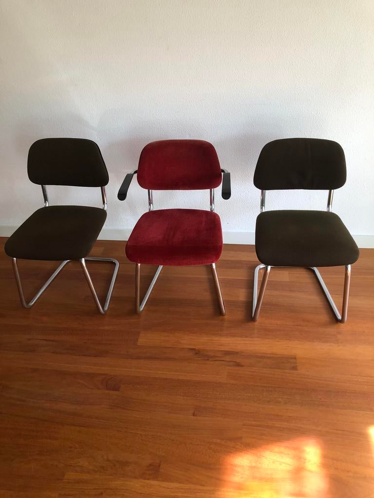 2 of 3 Jami lande buisframe dutch design gispen stoelen, Huis en Inrichting, Stoelen, Ophalen, Overige kleuren, Drie, Retro vintage dutch design