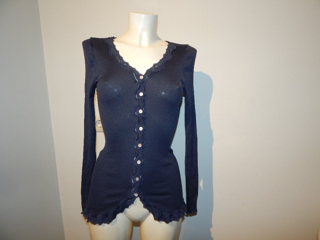 Rosemunde vest koel blauw sierlijke kant zijde katoen XXL, Kleding | Dames, Maat 46/48 (XL) of groter, Nieuw, Rosemunde, Verzenden