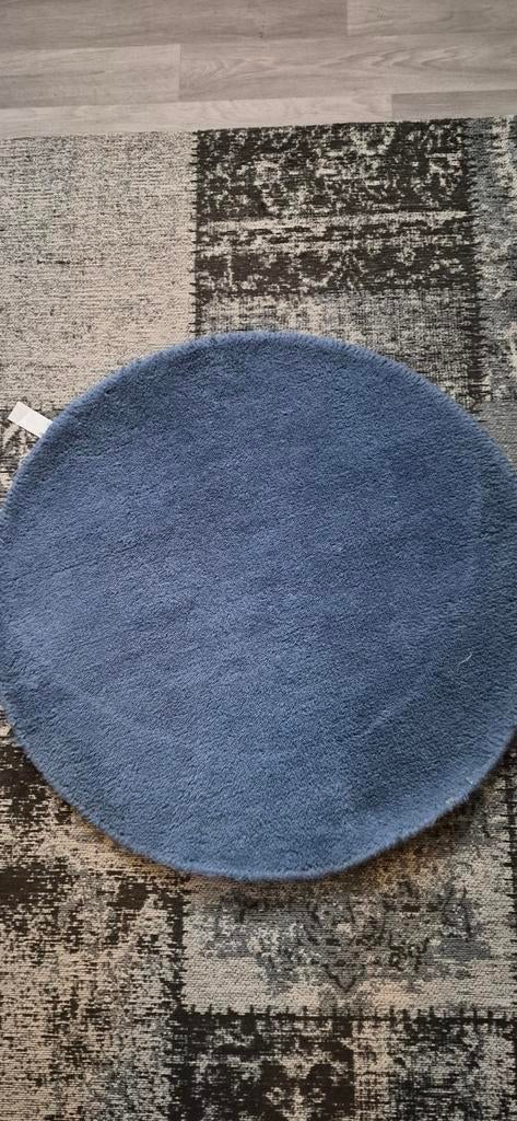 Vloerkleed rond 70cm wol blauw, Ophalen, 50 tot 100 cm, Blauw, Rond
