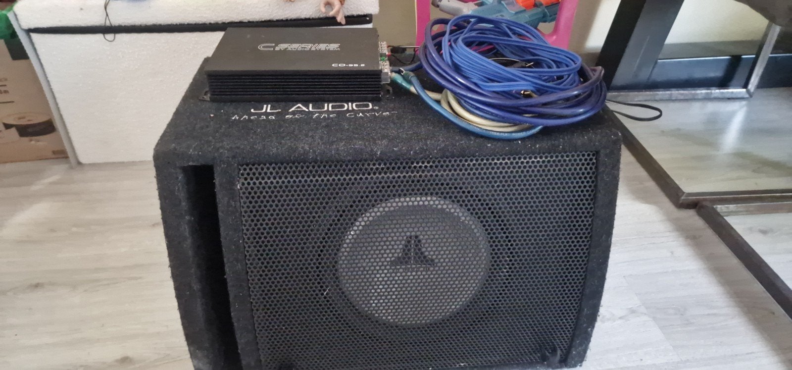 JL Audio Subwoofer met Audio System Versterker en kabels, Ophalen, Gebruikt