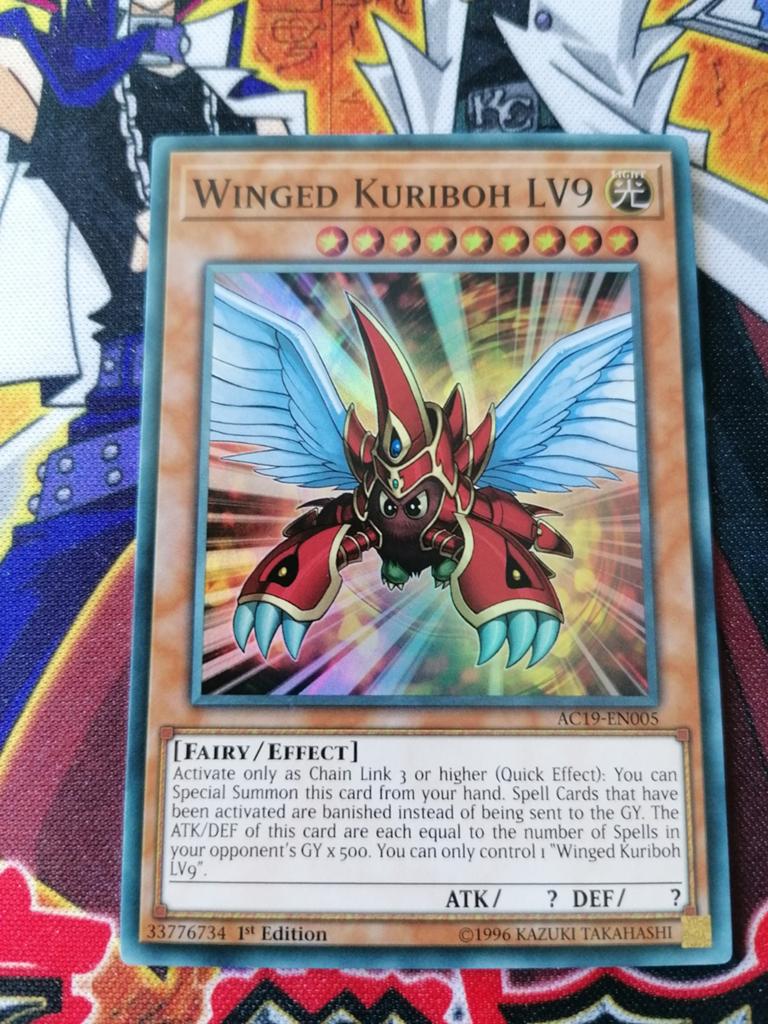 Winged Kuriboh LV9 - Super Rare AC19 Promo - Yu-Gi-Oh, Ophalen of Verzenden, Zo goed als nieuw, Foil