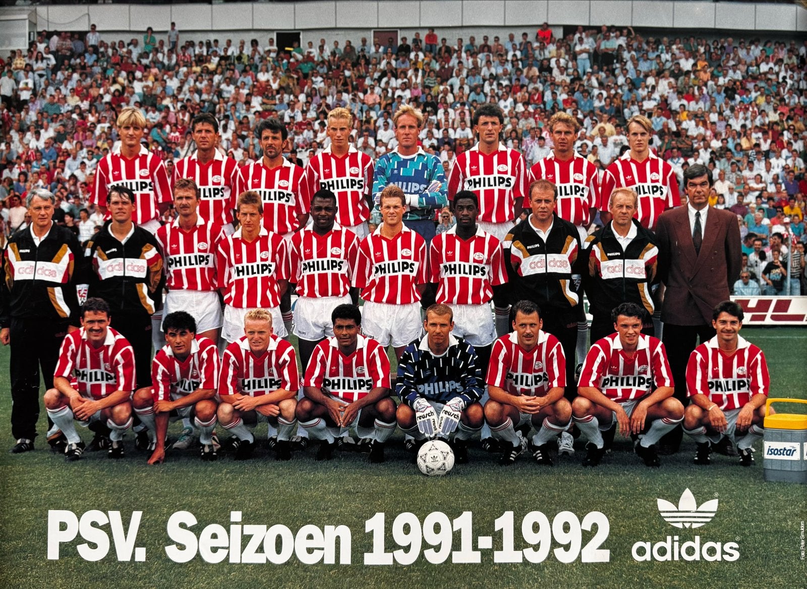 PSV Seizoen 1991-1992 Teamfoto - Originele Poster, Gebruikt, Ophalen of Verzenden, PSV, Eindhoven