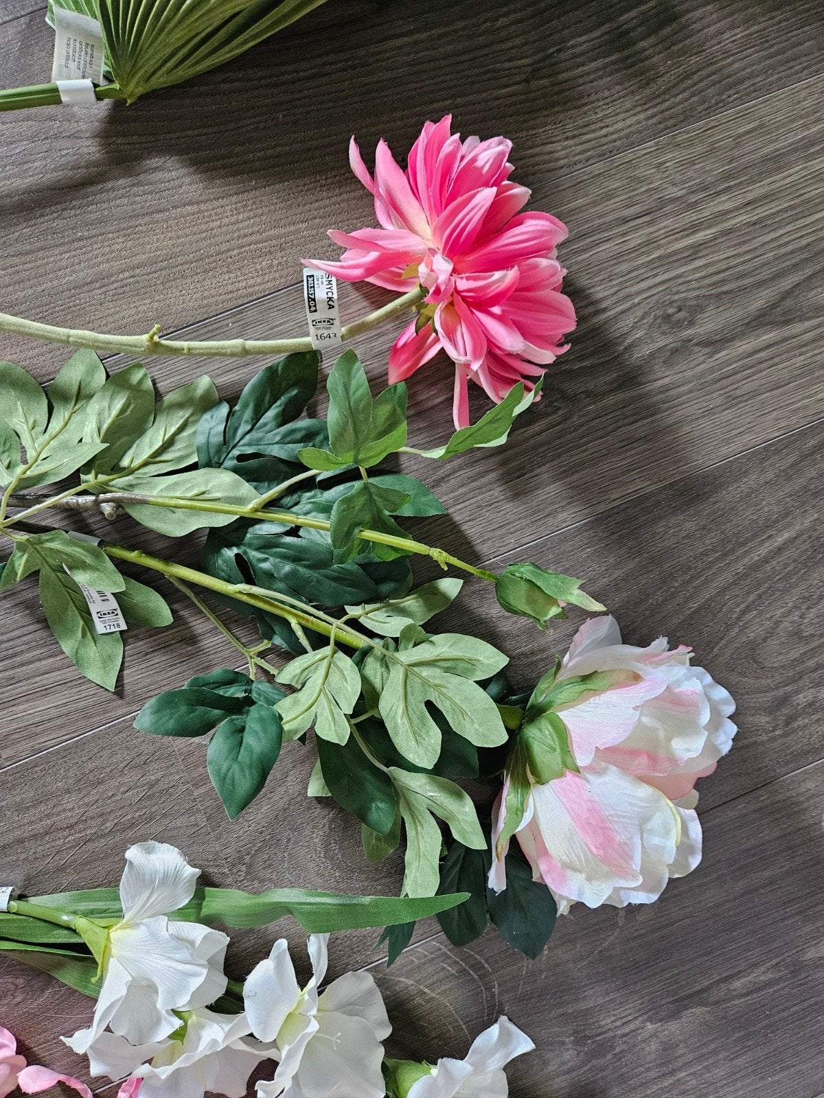 Nieuw met kaartje 7 Luxe  kunstbloemen en -takken, roze/wit/, Binnen, Gebruikt, Roze, Kunstbloem
