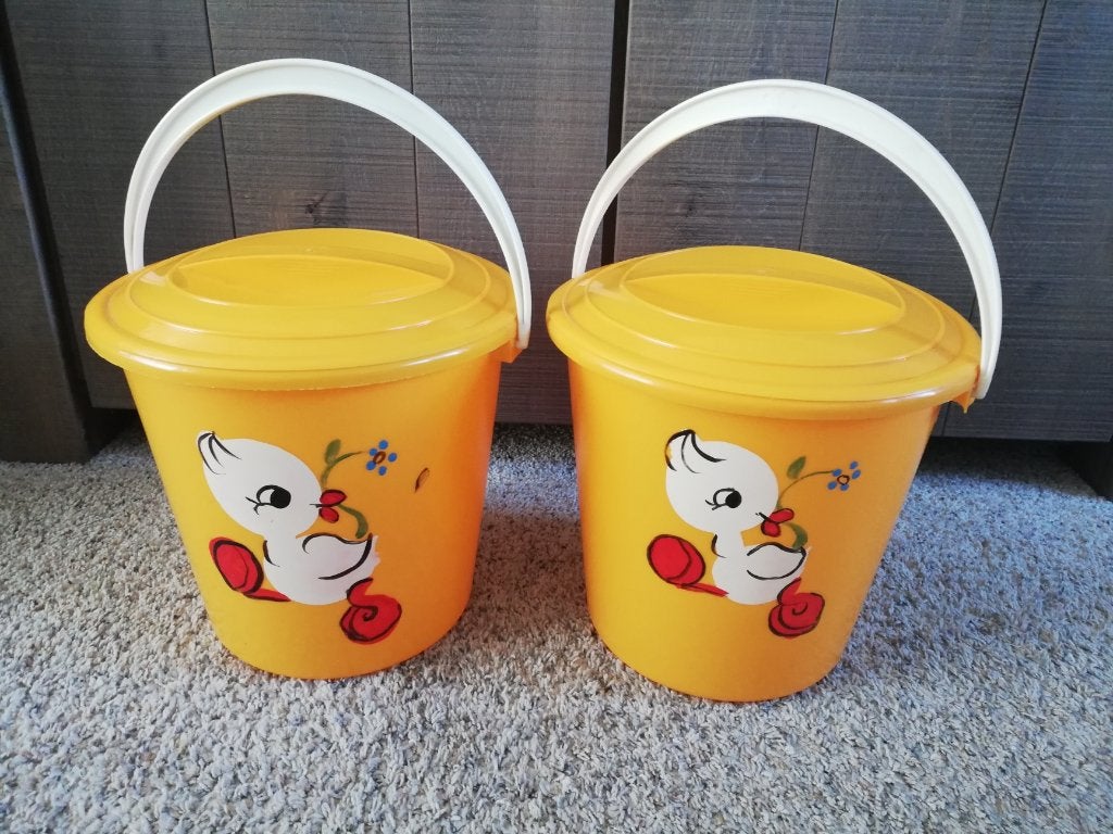 Vintage Bebe jou gele (luier) emmers, Ophalen, Nieuw, Luieremmer, Bébé-jou