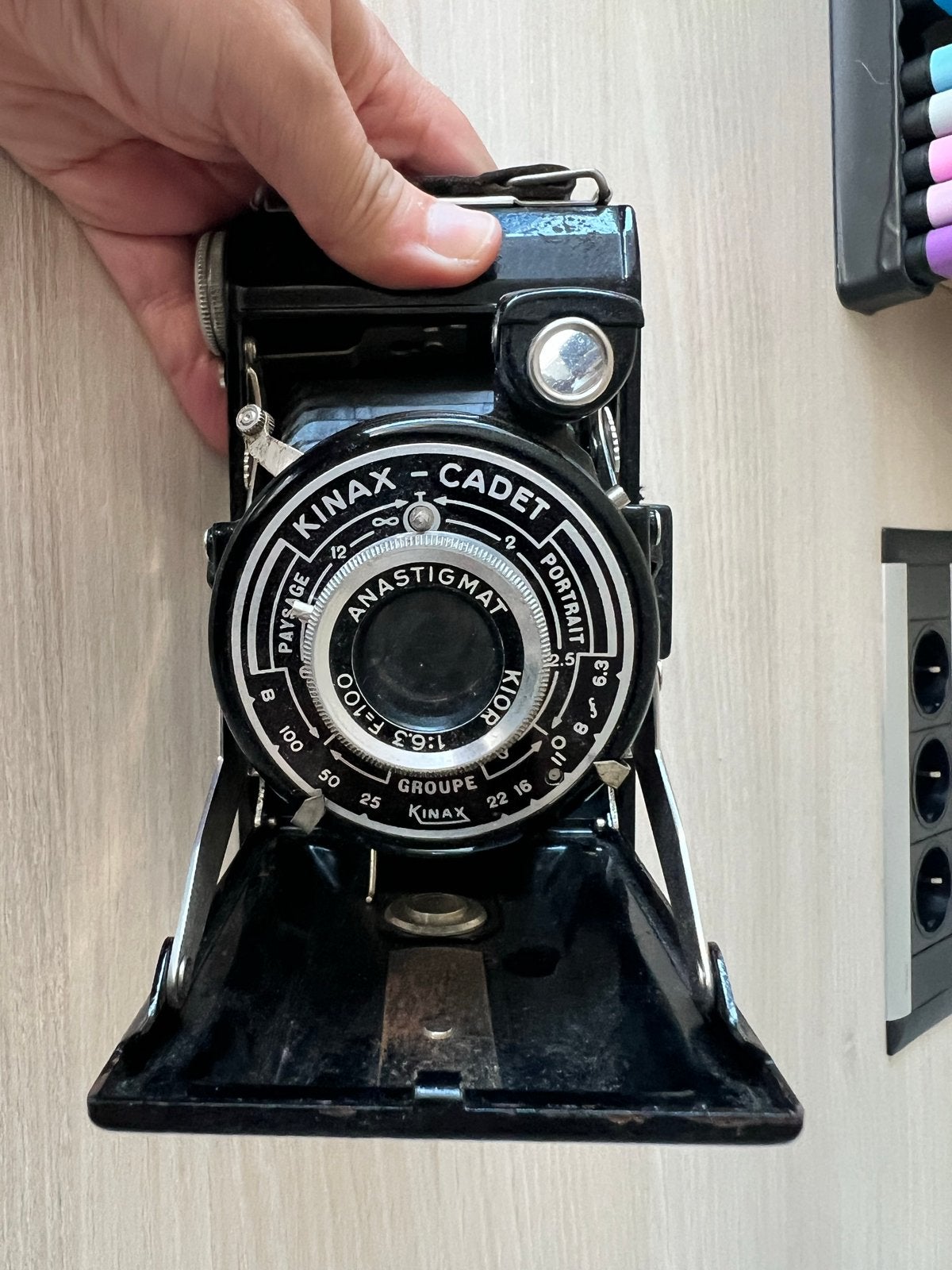 Antieke Kinax-Cadet vouwcamera - Vintage Fototoestel, Ophalen of Verzenden, Voor 1940, Fototoestel