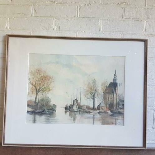 Aquarel Haven van Hoorn Jaap de Vries 1977, Antiek en Kunst, Kunst | Schilderijen | Klassiek, Ophalen