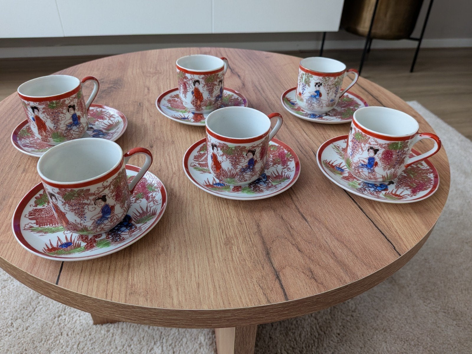 Set van 6 Japanse theekopjes met schotels, Ophalen of Verzenden