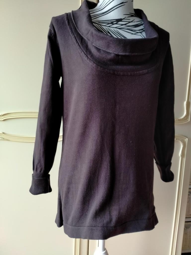 Bruine trui met wijde col , Ophalen of Verzenden, Zo goed als nieuw, Maat 38/40 (M), Bruin