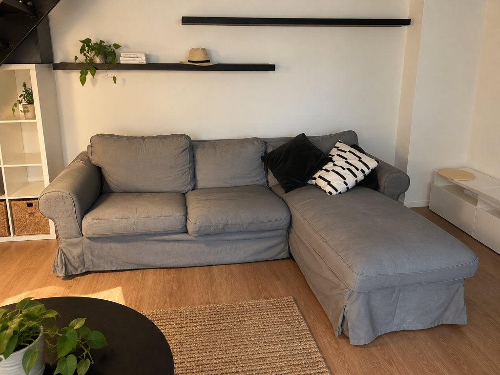 IKEA hoekbank EKTORP – ruime 3-zits bank, Ophalen, Hoekbank, 75 tot 100 cm, Zo goed als nieuw