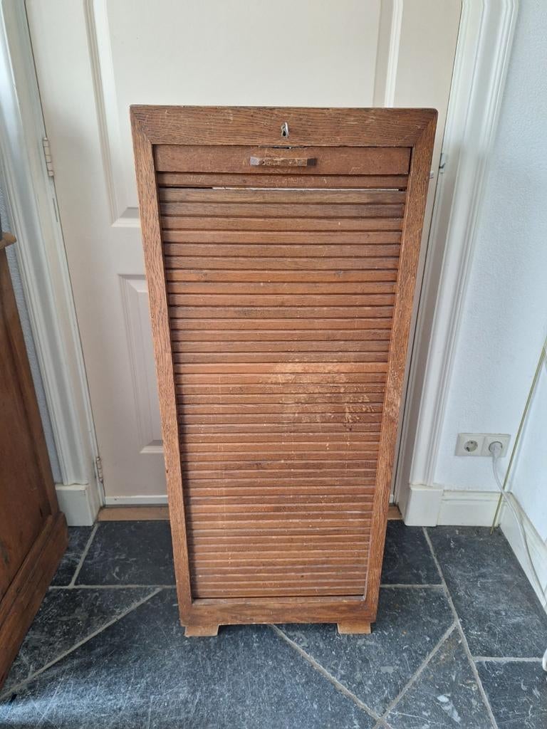 Vintage eiken rolluikkast / archiefkast 20e eeuw, Ophalen