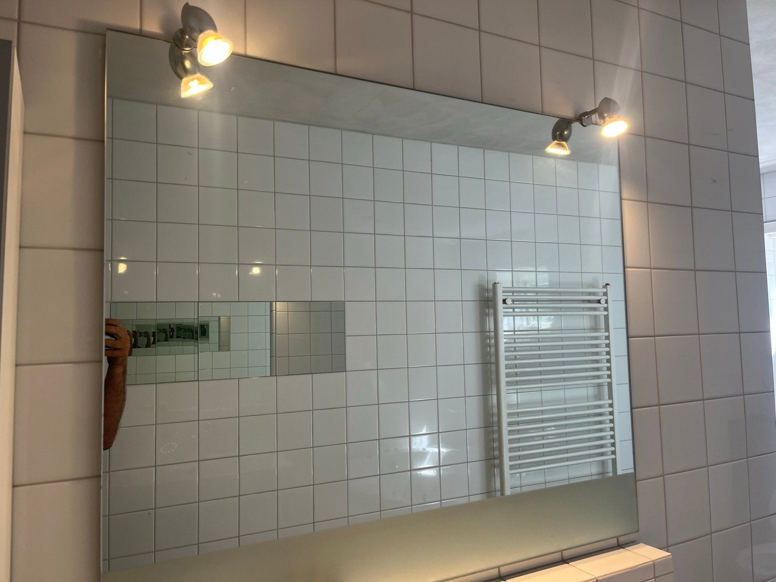 Grote rechthoekige spiegel met verlichting, Huis en Inrichting, Ophalen, Gebruikt, 100 tot 125 cm, Minder dan 100 cm
