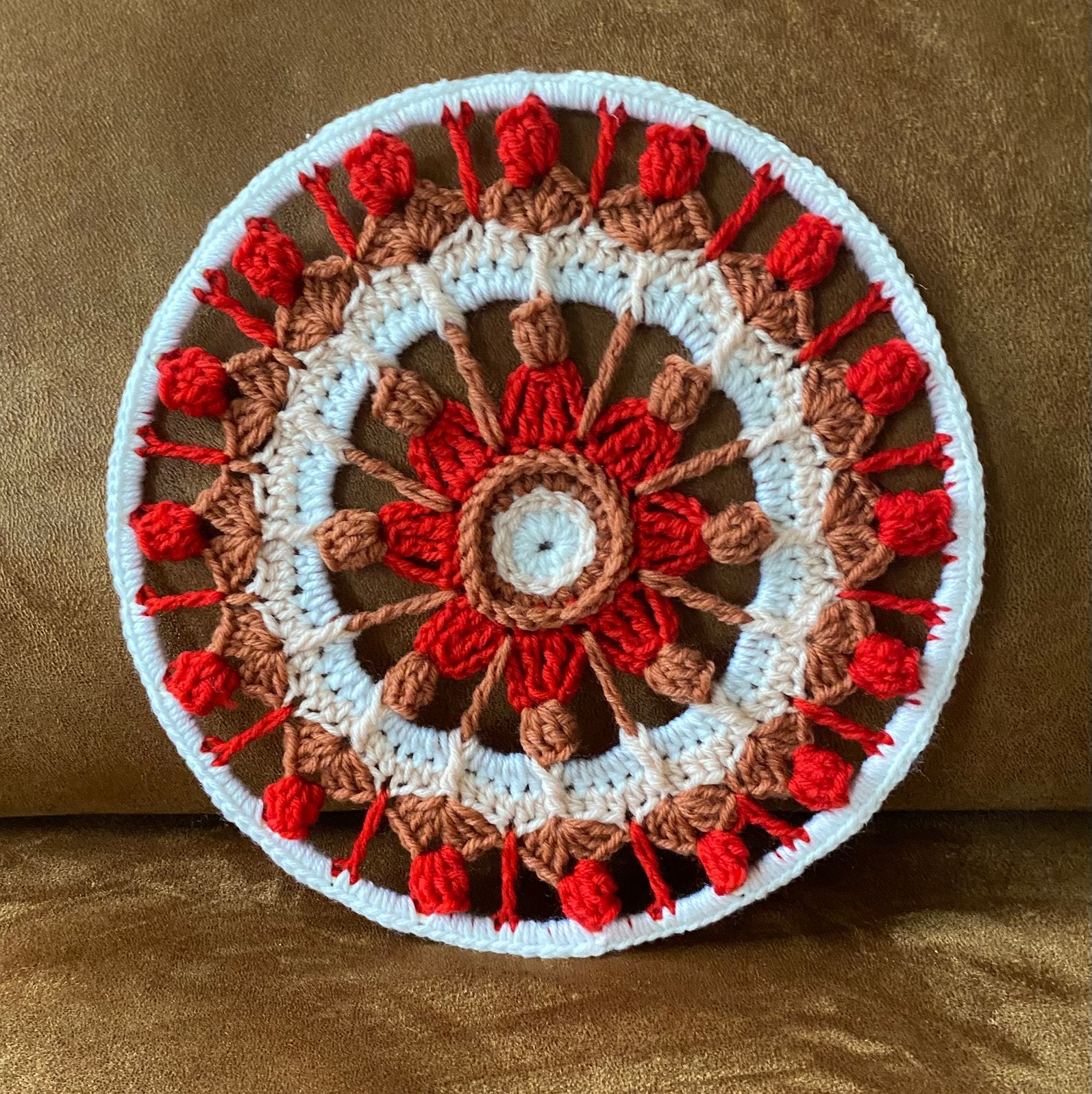 Mandala , nieuw,zelf gehaakt,ibiza, bohemian, doorsnee 20 cm, Meerkleurig, Textiel, Nieuw, Ophalen of Verzenden