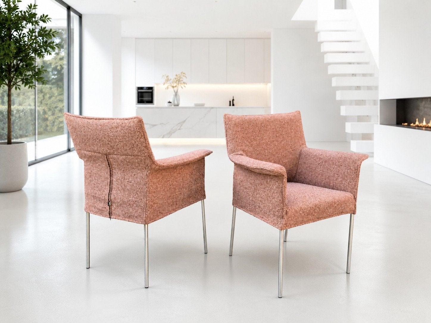 10 Design On Stock Gola Eetkamerstoelen armstoel ploeg stof, Huis en Inrichting, Ophalen, Bruin, Zo goed als nieuw, Stof