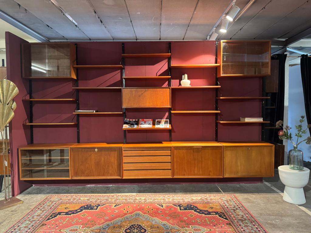 Poul Cadovius by Royal System vintage modulair wandsysteem, Gebruikt, 200 cm of meer, 75 cm of meer, Glas