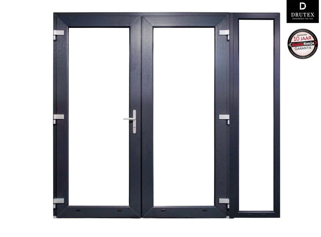 Kunststof Dubbele Deur Met Zijlicht 252,4 X 215 Cm Antraciet