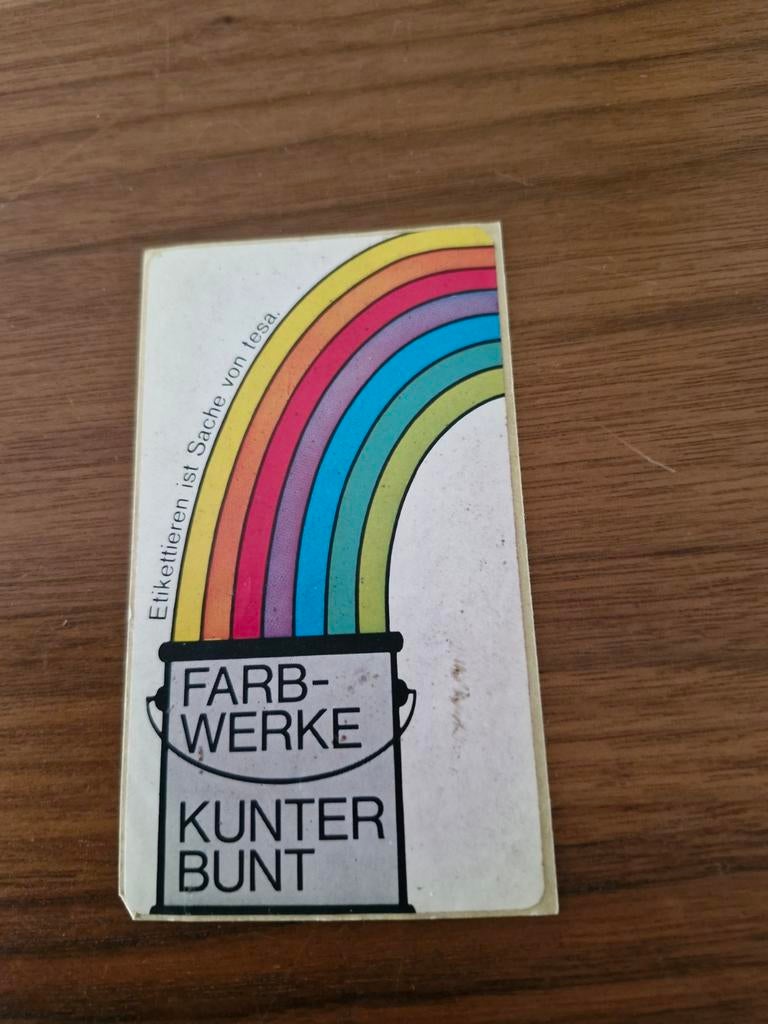 7705 Vintage Tesa Sticker: Farb-Werke Kunter Bunt Regenboog, Verzamelen, Ophalen of Verzenden
