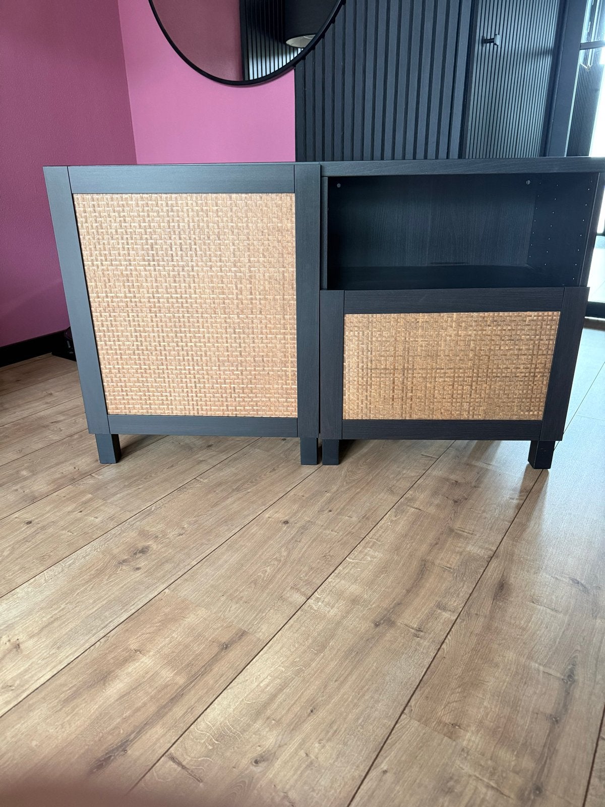 IKEA Kast 120x40x74,5 cm met rotan deuren, Ophalen of Verzenden, Zo goed als nieuw