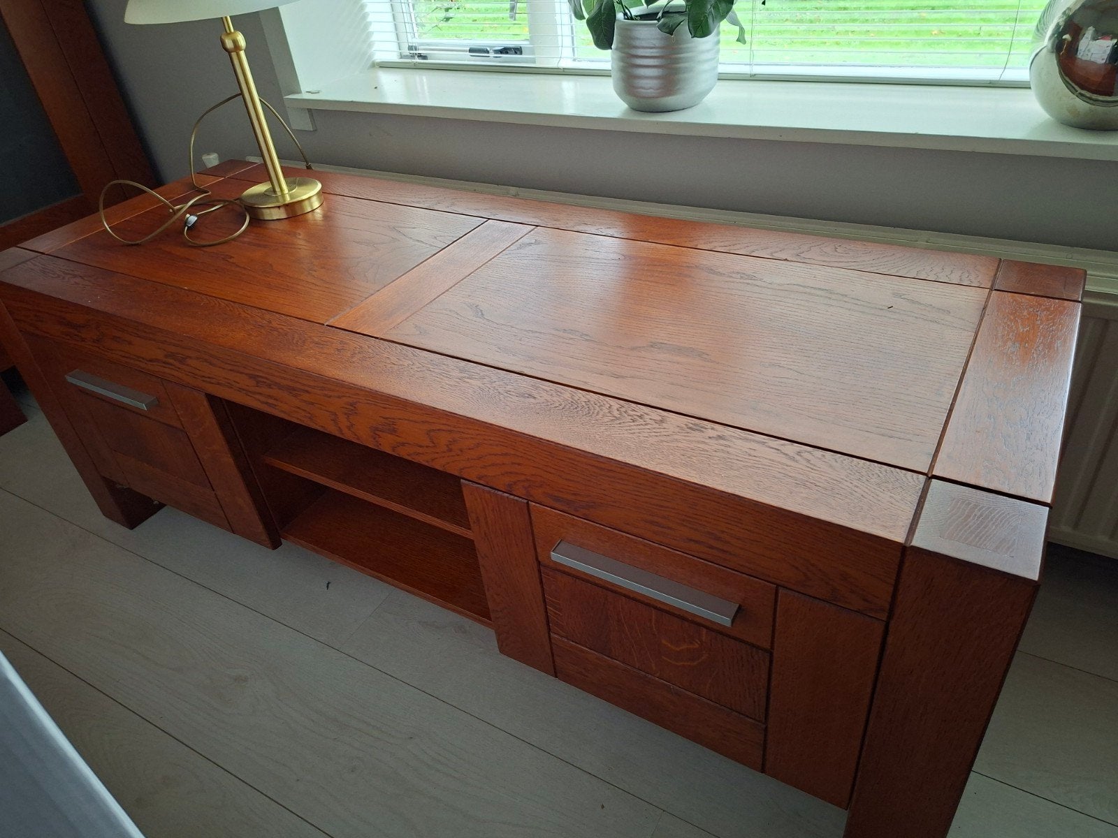 Massief dressoir en kast - wand meubel, Ophalen, Modern, Klassiek, Eikenhout, 150 tot 200 cm