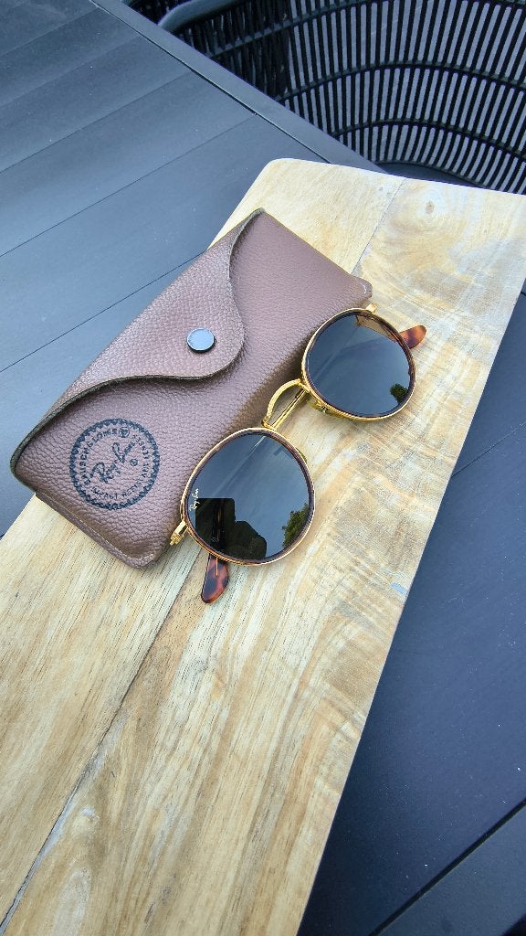 Vintage Ray-Ban Bausch & Lomb USA Round metal W1675 YOAW, Ophalen of Verzenden, Zo goed als nieuw, Overige kleuren, Ray-Ban