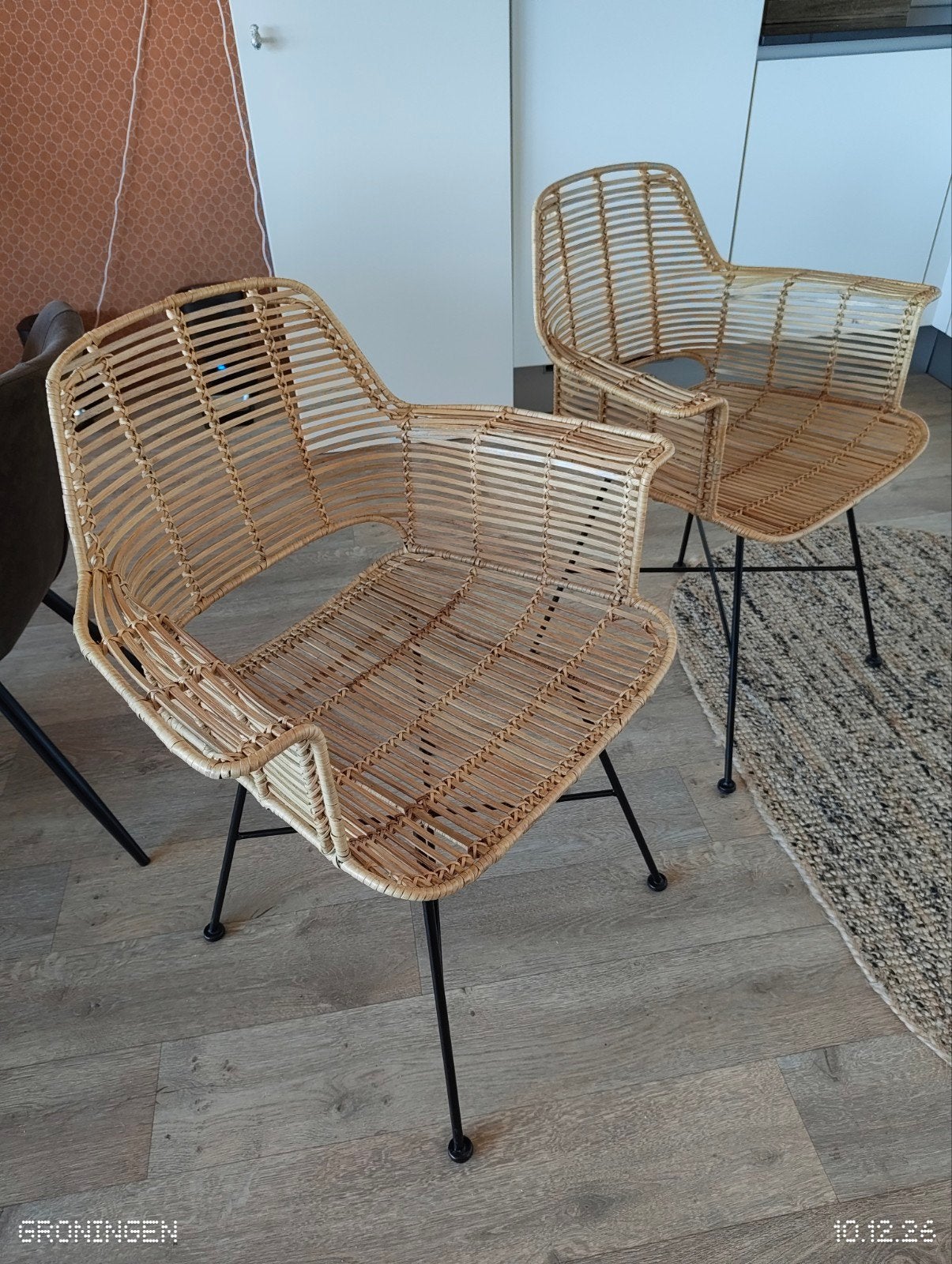 2x HK living rotan stoelen - gebruikt, Ophalen, Gebruikt, Twee, Bruin