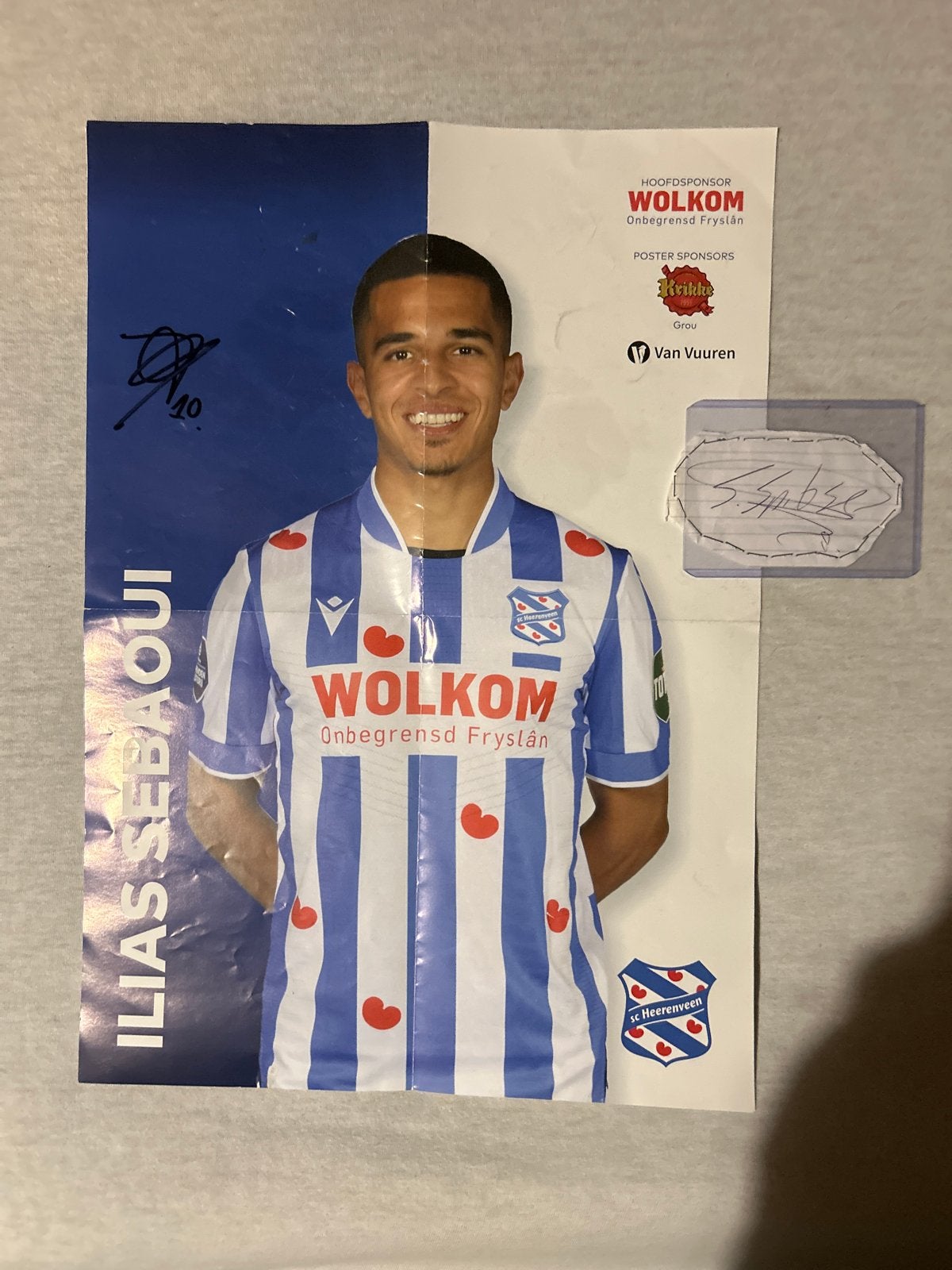 Gesigneerde poster Ilias Sebaoui en spitse handtekening, Ophalen, Rechthoekig Staand, Zo goed als nieuw, Sport