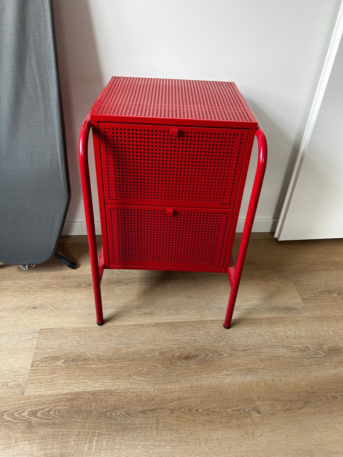 Rode ladekast met 2 laden - metaal, Ophalen, Minder dan 50 cm, Gebruikt, 1 of 2 laden