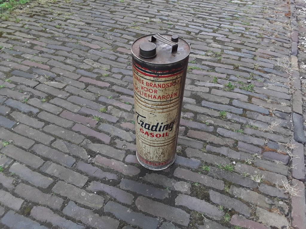 Groot vintage Trading Gasoil blik, Ophalen of Verzenden, Gebruikt, Overige