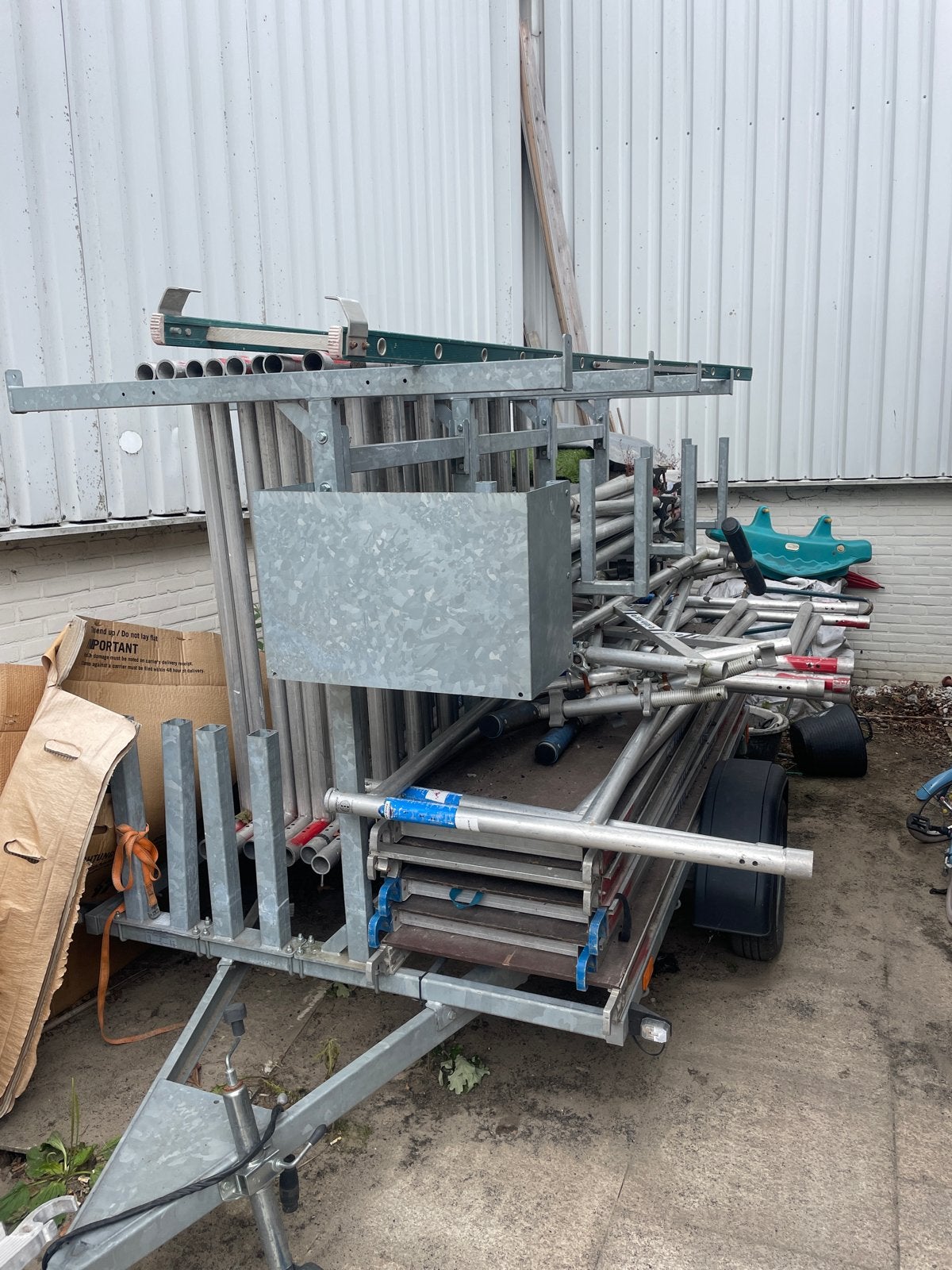 Rolateiger op aanhanger, Doe-het-zelf en Verbouw, Steigers, Gebruikt, Overige typen, 5 meter of hoger, Ophalen