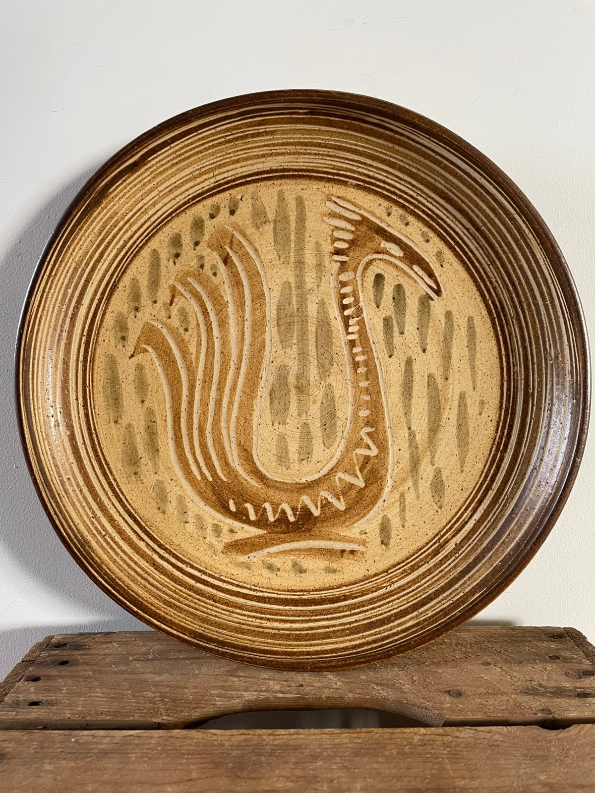 Monumentaal wandbord Jan van Stolk - Vogel - Ø 35 cm, Antiek en Kunst, Ophalen of Verzenden