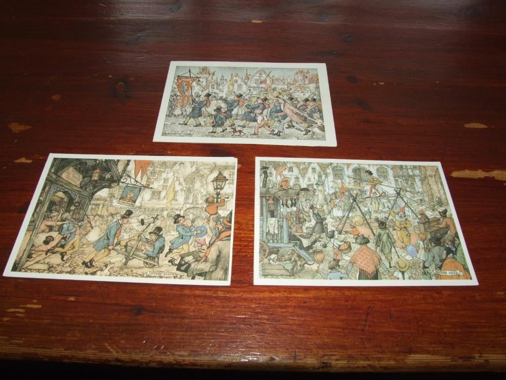 473- ILLUSTRATOR-ANTON PIECK 3 x, Gebruikt, Verzenden, Voor 1940, Prent